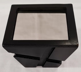 Handmade Wooden Rustic Candle Stand with Plexiglass Mirror Candle Plate (11cm x 11cm x 8cm)