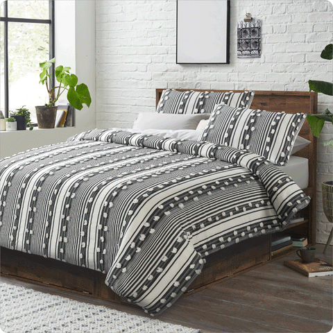 Luxury Cotton Candle Wick Duvet Cover Set - Queen