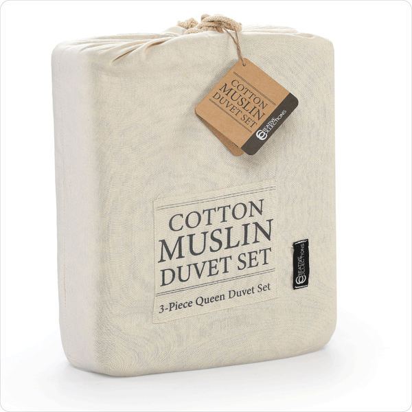 Luxury Cotton Muslin Duvet Cover Set - Queen