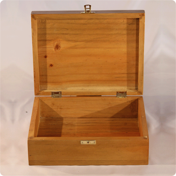 Handmade Pine Wood Storage Gift Box with Brass Lock (25cm x 20cm x 8cm)
