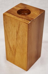 Handmade Teak Wood Candle Holder (8cm x 8cm x 16cm)