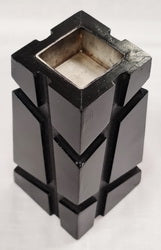 Handmade Wooden Rustic Candle Holder with Steel Top (8cm x 8cm x 15cm)