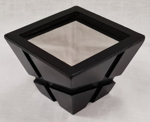 Handmade Wooden Rustic Candle Stand with Plexiglass Mirror Candle Plate (11cm x 11cm x 8cm)