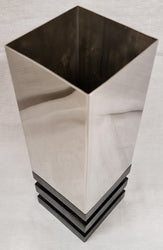 Handmade Mango Wood & Stainless Steel Vase (10cm x 10cm x 30cm)