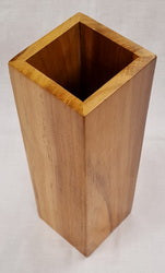Handmade Solid Teak Wood Vase (10cm x 10cm x 30cm)