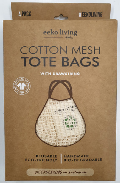 Cotton Mesh Tote Bags Pack of 4