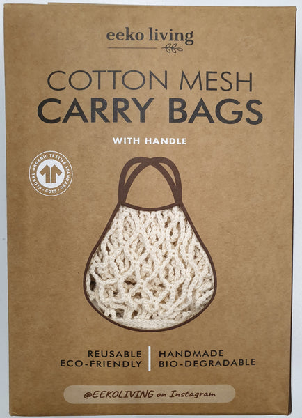 Cotton Mesh Carry Bags Long Handle pack of 2